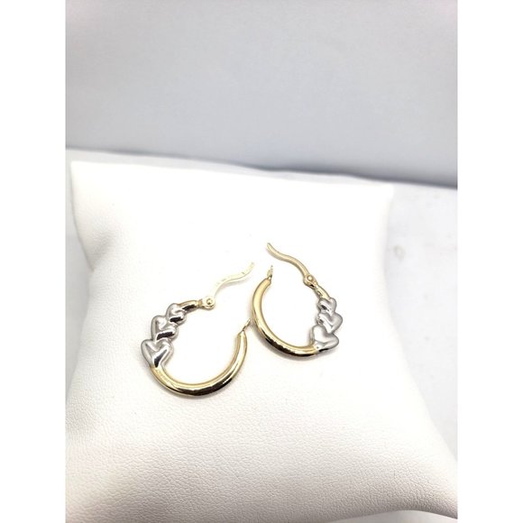 14K REAL GOLD Super Light Hollow Hearts Hoop Earrings - Picture 7 of 12